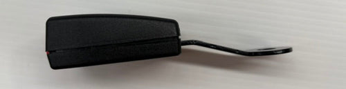 black seatbelt buckle with curved mounting bracket