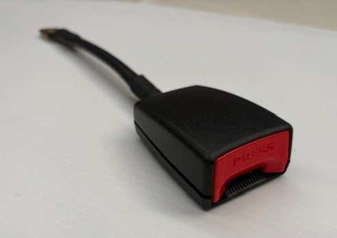 Black and red electronic connector on a white background