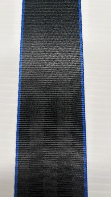 Black car seatbelt webbing with blue GT stripes on out edges melbourne seatbelt repairs 