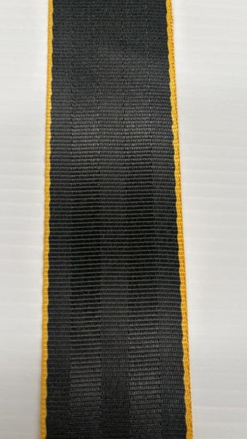 black seatbelt with yellow stripe